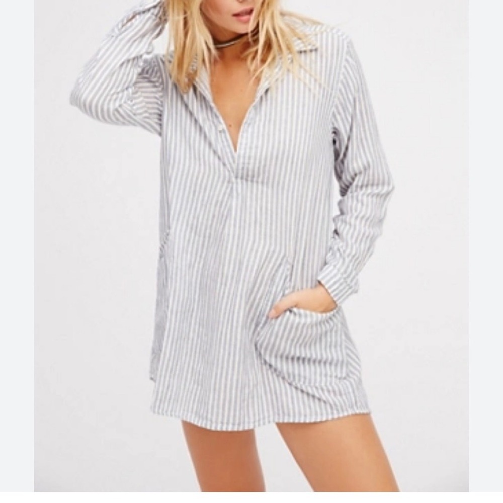Free People X CP Shades colab Size XSmall So Chill cotton‎ shirtdress